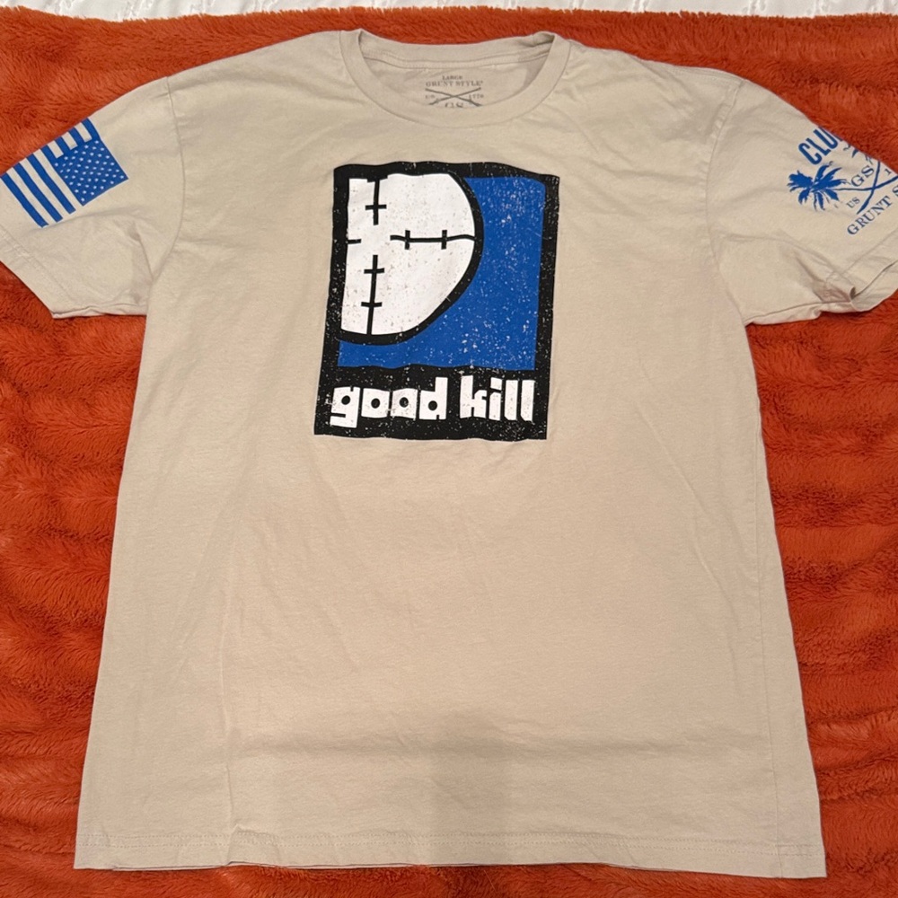 Grunt Style Light Tan Tee with Blue Accents